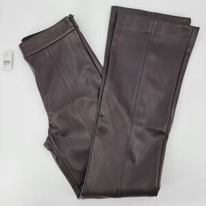 Ann Taylor Women's Brown Faux Leather Bootcut Stretch Side-Zip 26x31 Pants 2 NWT
